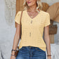 Decorative Button Eyelet V-Neck Short Sleeve T-Shirt