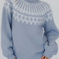 Contrast Turtleneck Long Sleeve Sweater