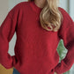 Solid Color Round Neck Long Sleeve Sweater