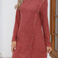 Decorative Button Round Neck Long Sleeve Dress