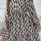 Plus Size Printed Johnny Collar Long Sleeve Dress