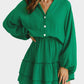 Ruffled Notched Balloon Sleeve Mini Dress