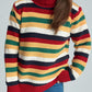 Contrast Stripes Turtleneck Long Sleeve Sweater