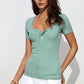 Quarter Snap Scoop Neck Short Sleeve T-Shirt