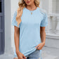 Openwork Round Neck Short Sleeve T-Shirt