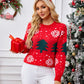 Christmas Tree Round Neck Long Sleeve Sweater