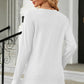 Waffle-Knit Notched Long Sleeve T-Shirt