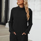 Ribbed Mock Neck Long Sleeve T-Shirt