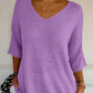 V-Neck Three-Quarter Sleeve Knit Top