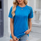 Openwork Round Neck Short Sleeve T-Shirt