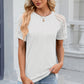 Openwork Round Neck Short Sleeve T-Shirt