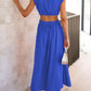 Cutout Mock Neck Sleeveless Ruched Dress