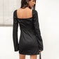 Square Neck Long Sleeve Mini Dress