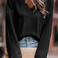 Lace Detail V-Neck Long Sleeve T-Shirt