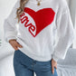 LOVE Heart Round Neck Dropped Shoulder Sweater