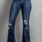 Button Fly Distressed Bootcut Jeans