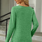 Slit Decorative Button Square Neck T-Shirt