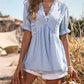 Frill V-Neck Short Sleeve Blouse