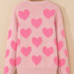 Valentine's Day Heart Jacquard Round Neck Sweater