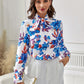 Floral Tie Neck Long Sleeve Blouse