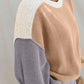 Color Block Round Neck Drop Shoulder Sweater