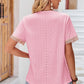 Eyelet V-Neck Short Sleeve T-Shirt
