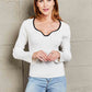 Contrast Sweetheart Neck Ribbed Top