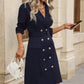 Double-Breasted Lapel Collar Long Sleeve Dress