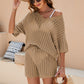 Openwork V-Neck Top and Shorts Set