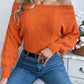 Cable Knit Off-Shoulder Long Sleeve Sweater