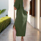 Slit Round Neck Half Sleeve Tee Dress