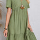 Full Size Ruched V-Neck Short Sleeve Dress