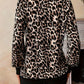 Decorative Button Leopard V-Neck Long Sleeve T-Shirt