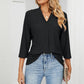 Eyelet Three-Quarter Sleeve Blouse