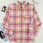 Plaid Collared Neck Long Sleeve Shacket