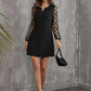 Polka Dot Notched Long Sleeve Dress