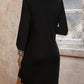 Embroidered Notched Long Sleeve Mini Dress