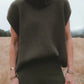 Slit Turtleneck Cap Sleeve Sweater