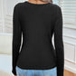 Ribbed V-Neck Long Sleeve T-Shirt