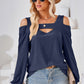 Cutout Square Neck Cold Shoulder T-Shirt