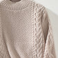 Cable-Knit Mock Neck Long Sleeve Sweater