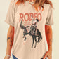 Cowboy Graphic Round Neck Short Sleeve T-Shirt