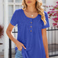Eyelet Quarter Button Short Sleeve T-Shirt