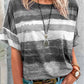 Full Size Color Block Round Neck Half Sleeve T-Shirt