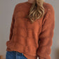 Openwork Round Neck Dropped Shoulder Sweater