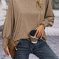 Round Neck Smocked Lantern Sleeve T-Shirt