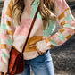Checkered Round Neck Drop Shoulder Sweater - Michelle Francisco