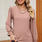 Eyelet V-Neck Flounce Sleeve T-Shirt