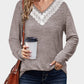 Lace Detail V-Neck Long Sleeve T-Shirt