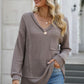 Exposed Seam V-Neck Long Sleeve T-Shirt